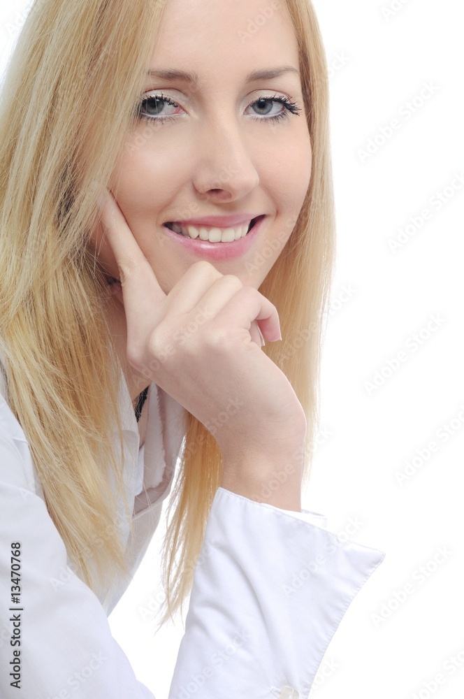 Portrait of young smiling business woman isolated Portrait of young smiling business woman isolated