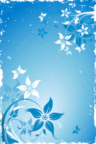 Grunge flower background with butterfly