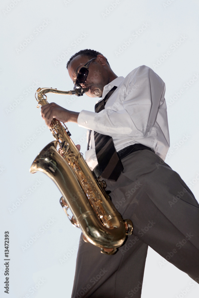 Naklejka premium African American Jazz Music Player