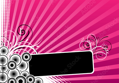pink/black text frame with floral design