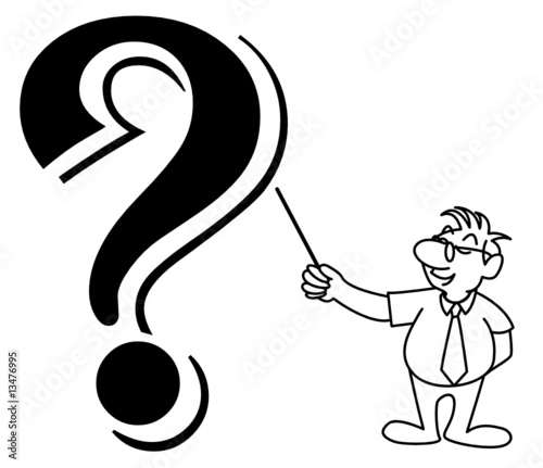 Vector illustration of a strip little man asking for question