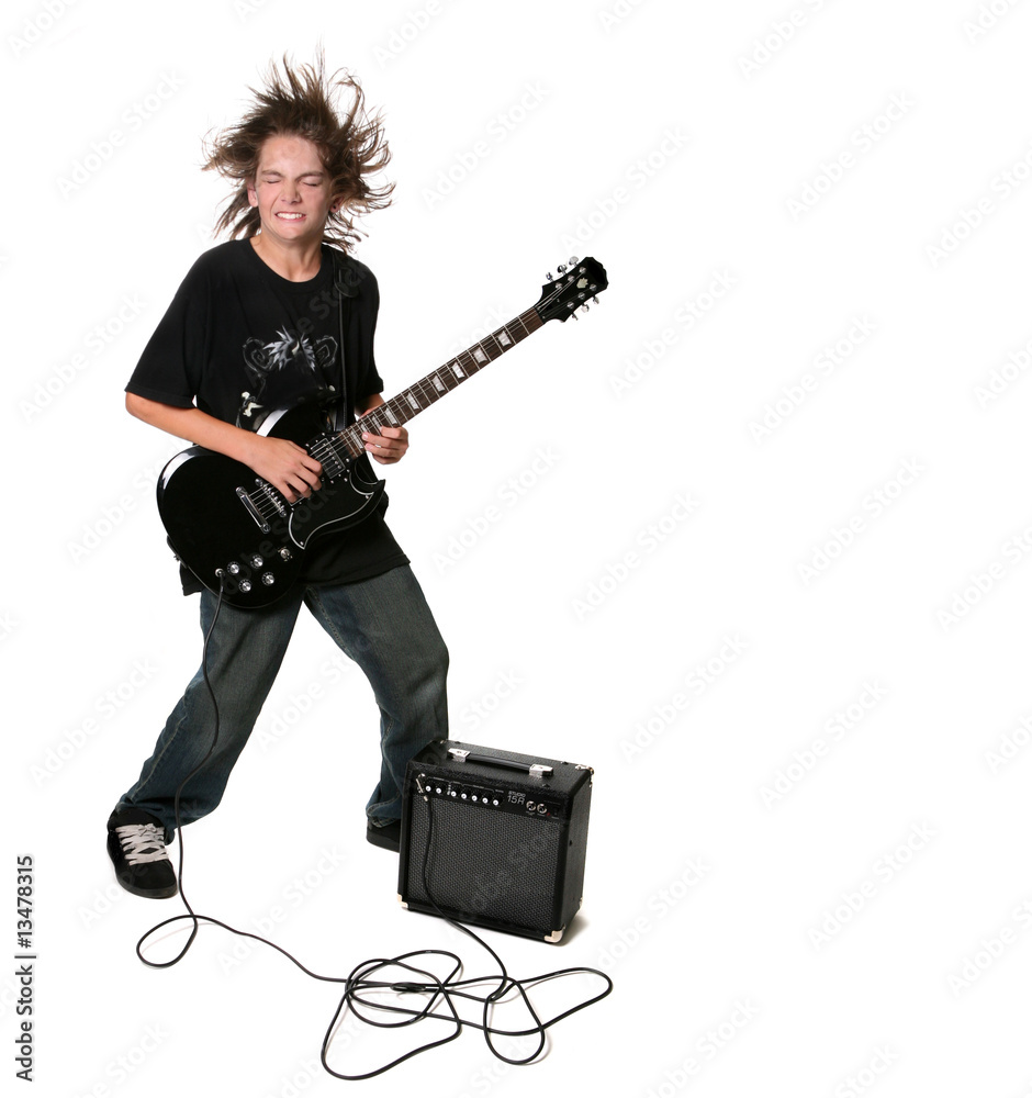 Fototapeta premium Electric Guitar Playing Teenage Kid