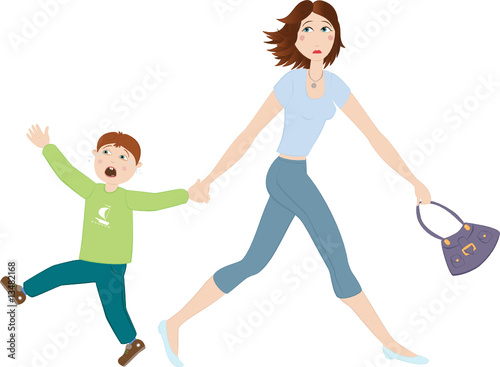 Mother with crying son
