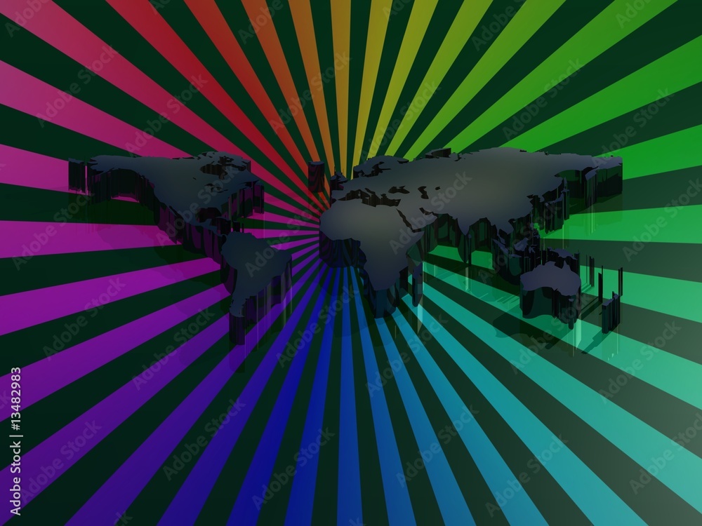 Fototapeta premium earth map on rainbow star background