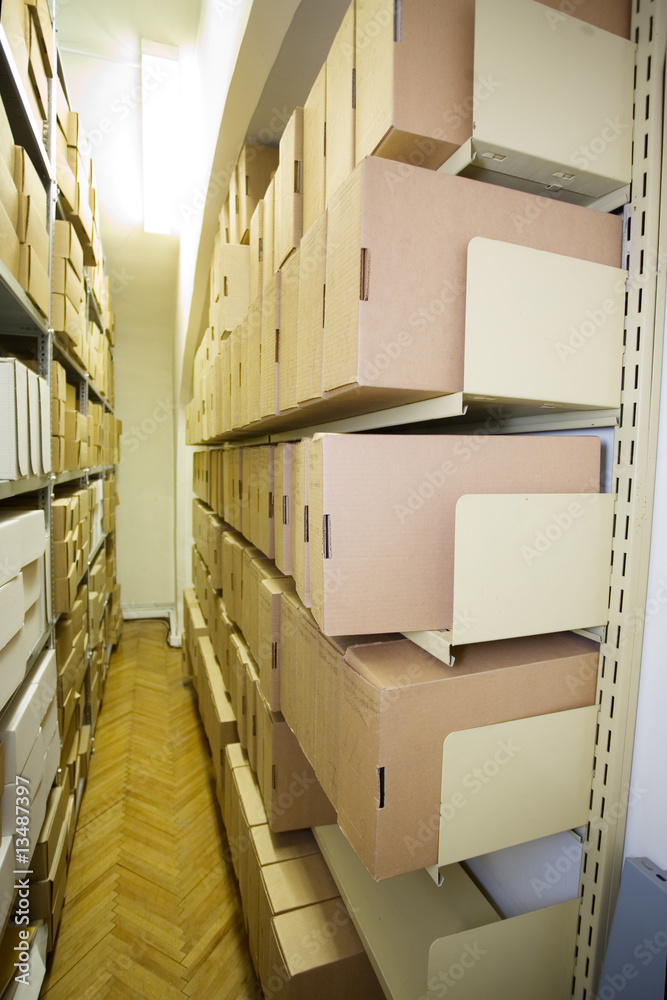 Fototapeta premium boxes on the shelf