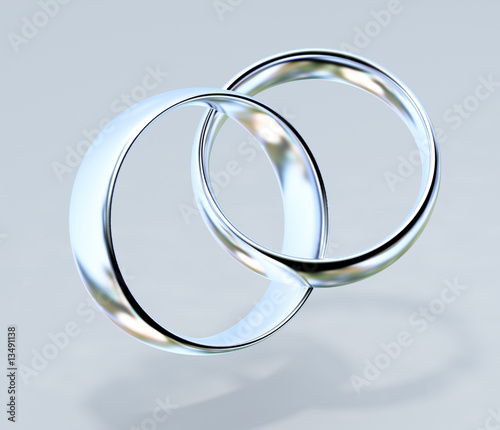 two platinum wedding rings