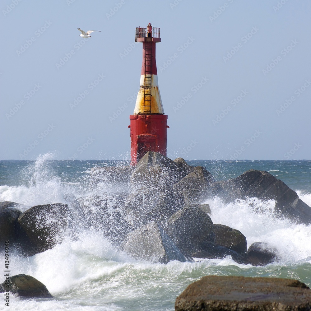 Seascape ,lighthouse on island Sakhalin