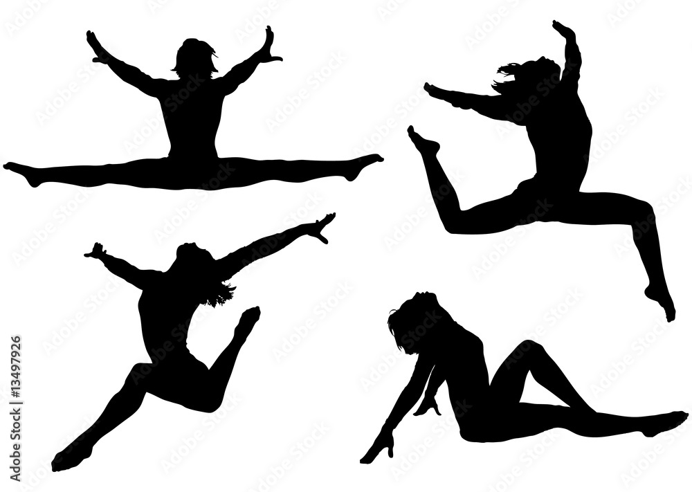 Active Woman Silhouettes Vector