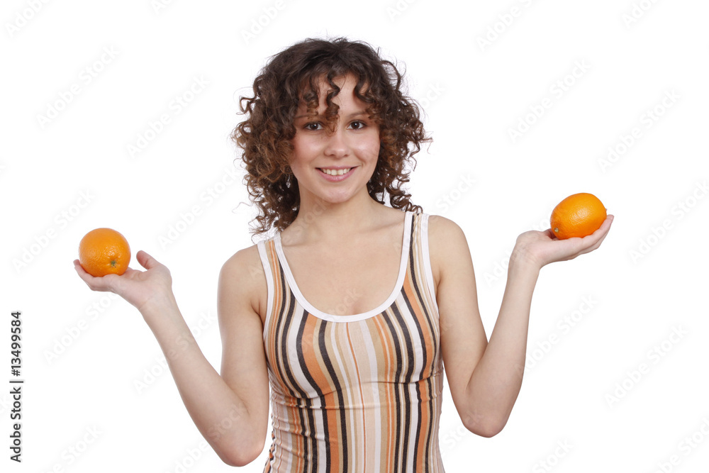 Woman with oranges. Woman with oranges.