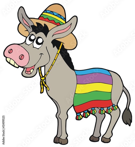 Mexican donkey with sombrero