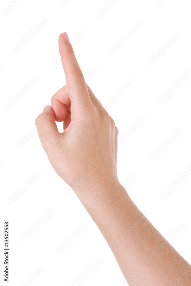 Hand pointing, touching or pressing isolated on white Hand pointing, touching or pressing isolated on white