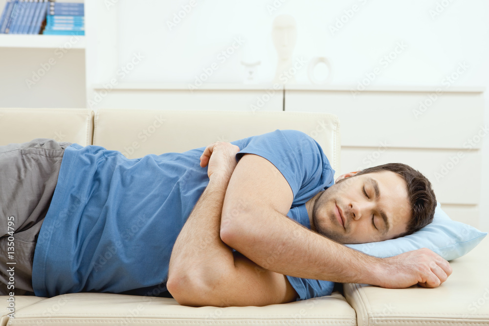 Man sleeping on couch Man sleeping on couch