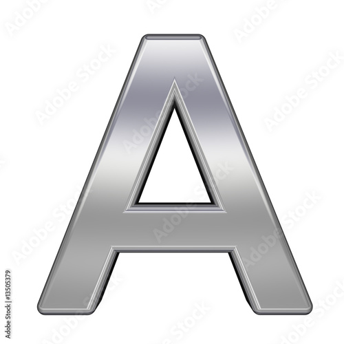 One letter from chrome alphabet set, isolated on white.