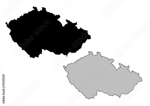 Czech Republic map. Black and white. Mercator projection.