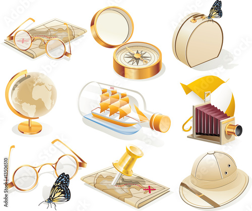Vector vintage travel icon set