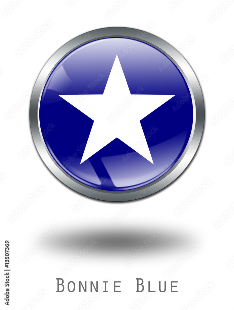 3D Bonnie Blue Flag button illustration on a white background 3D Bonnie Blue Flag button illustration on a white background