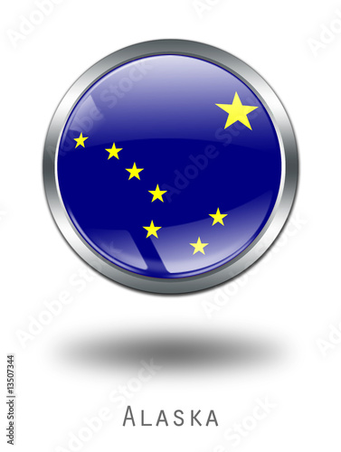 3D Alaska  Flag button illustration on a white background photo