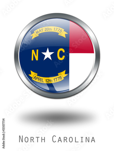 3D North Carolina Flag button illustration on a white background photo