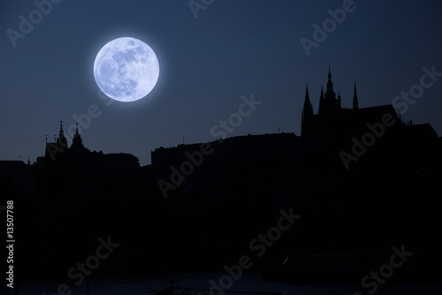 moon with prague castel © oriori