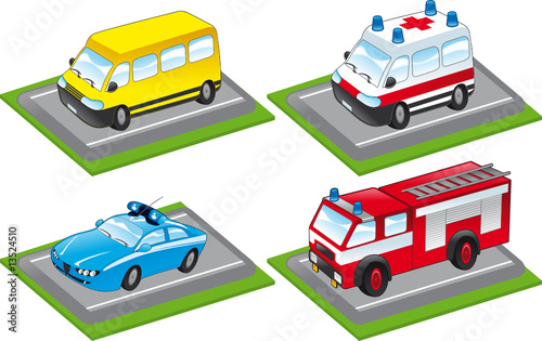 cartoon vehicles on the street