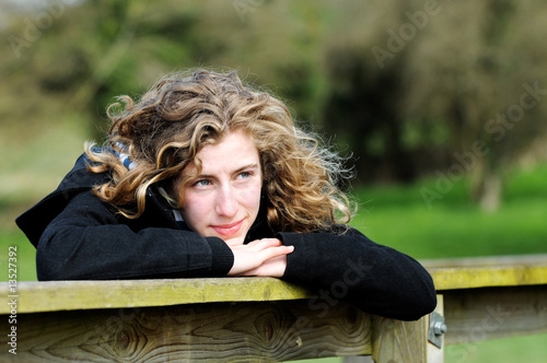 pretty teenage girl thinking