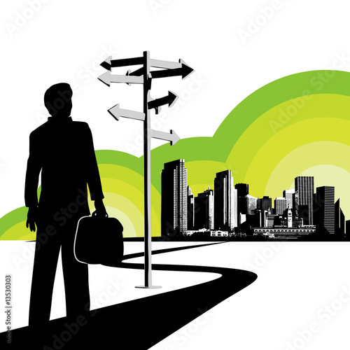 Businessman looks to the future