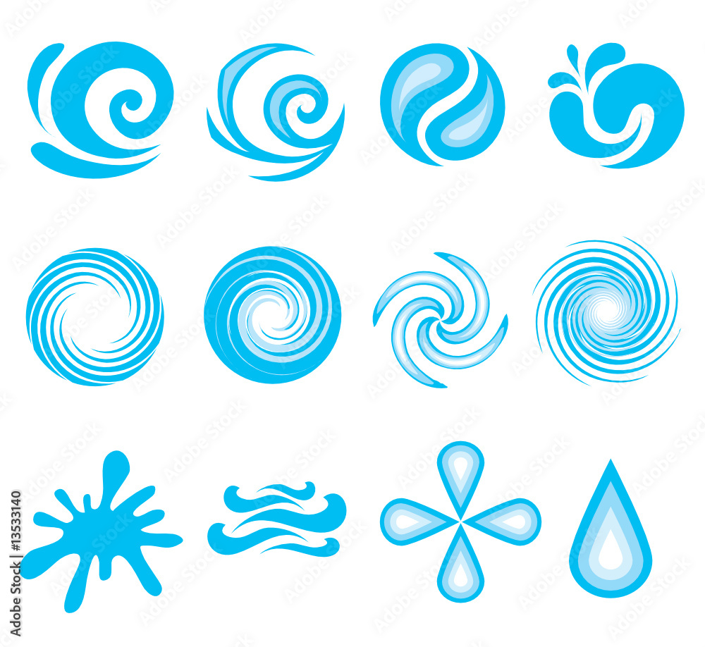 Set of nature water icons (logos)