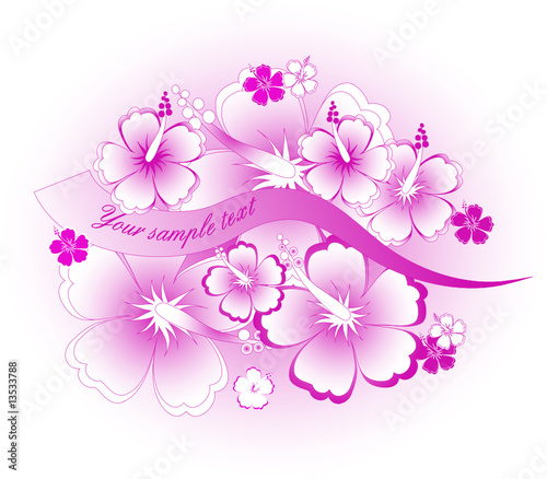 Abstract floral background with hibiscus