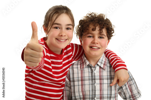 Kids showing OK sign isolated on white background