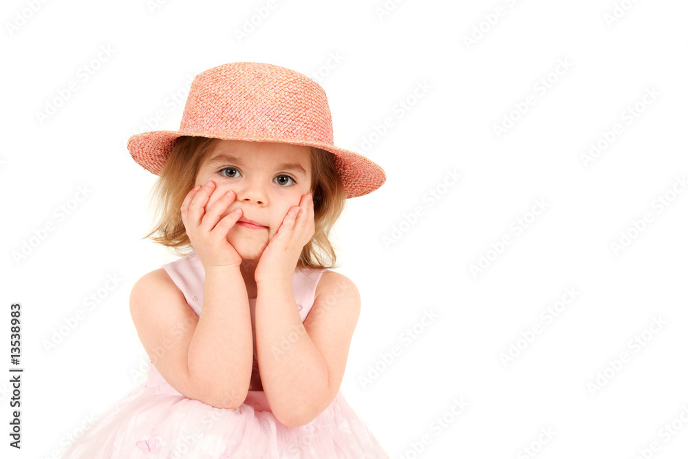 Portrait of young girl in pink princess dress Portrait of young girl in pink princess dress