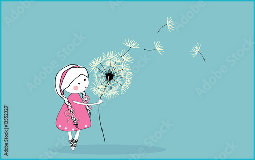 girl blowing dandelion