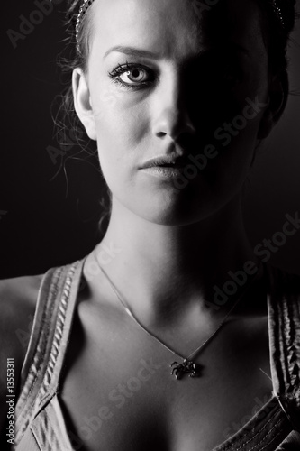 Half Lit Face of a Stunning Brunette