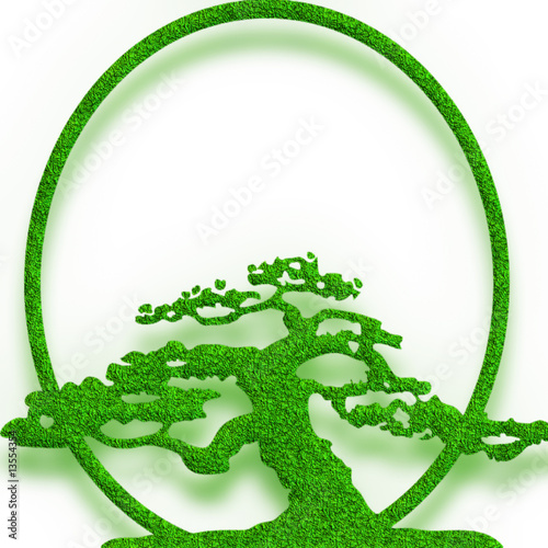 Green Oak tree with frame and copy space