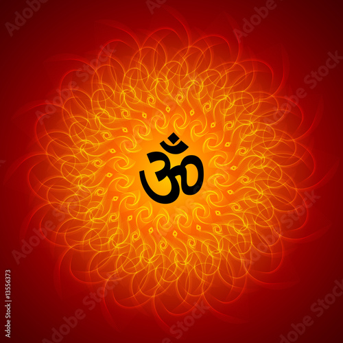 Spiritual Om On Mandala Background
