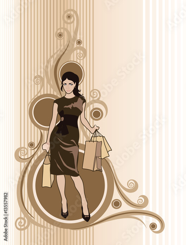 Lady in brown with purchases