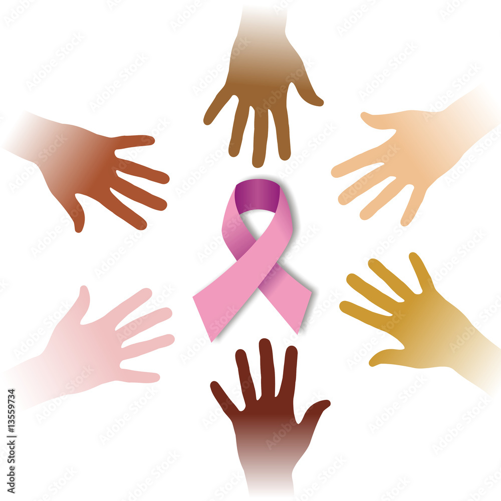 Diversity hands around CANCER symbol