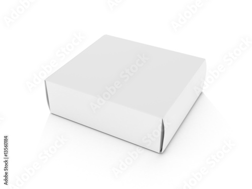 blank white horizontal box lying on white background