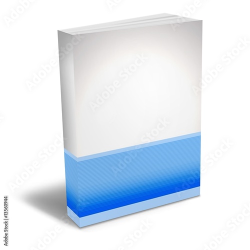 Book with a generic blue print on a white background