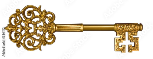 Tablou canvas Gold Master Key on White