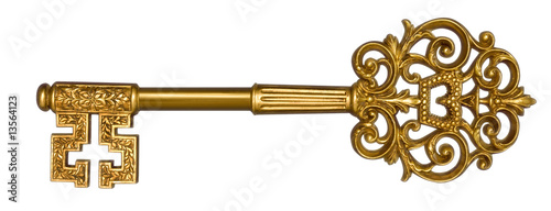 Gold Master Key on White photo