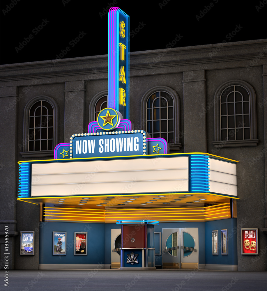 Movie Theatre & Ticket Box Illustration Stock | Adobe Stock
