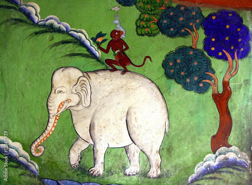 four friend painting from buddhist monastery