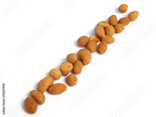 Chinese Japanese style peanuts on white background