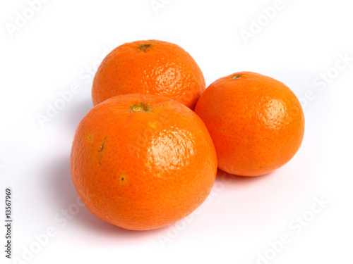 Organic Tangerines on white background