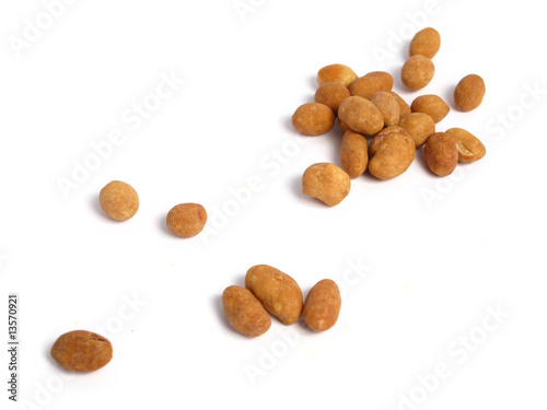 Chinese Japanese style peanuts on white background