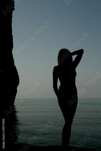 Girl on the beach,silhouette photo