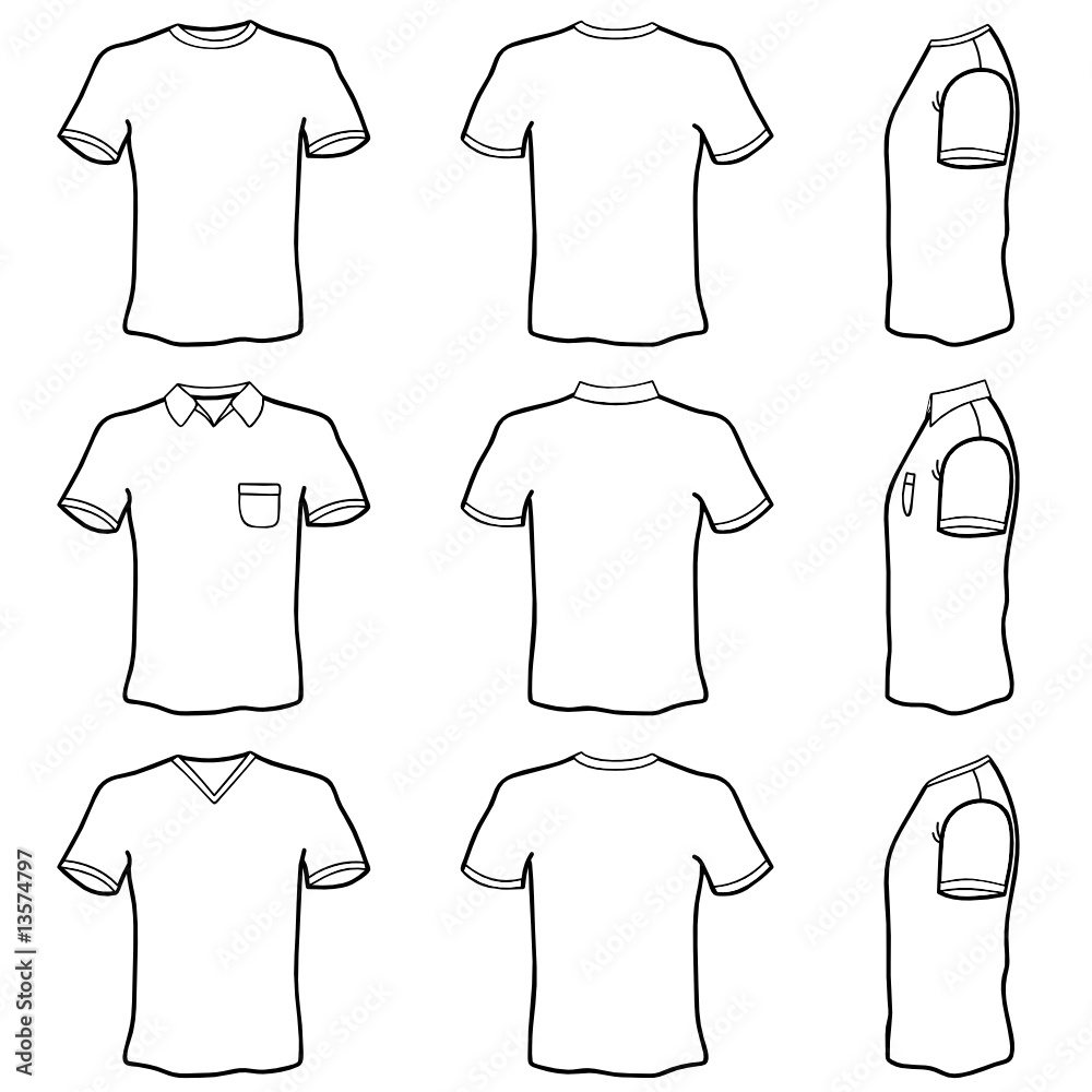 t shirt template set (front, back and side view) Stock Vector | Adobe Stock