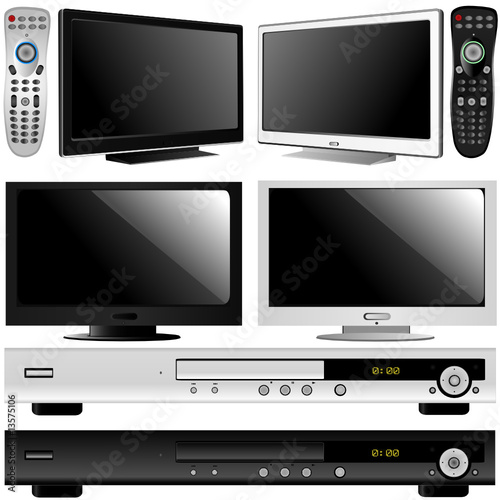 lcd tv, dvd player and control