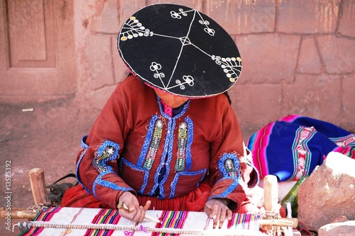 Woman weaver at Raqchi, Peru