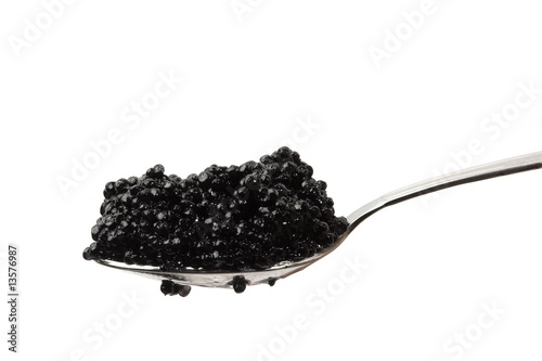 Black caviar on a spoon